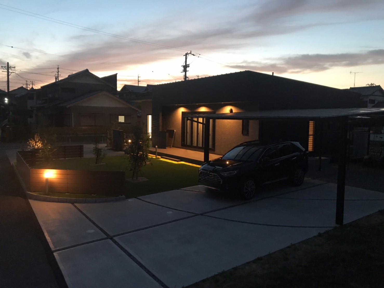 三重県,アポア,外構,外観夜