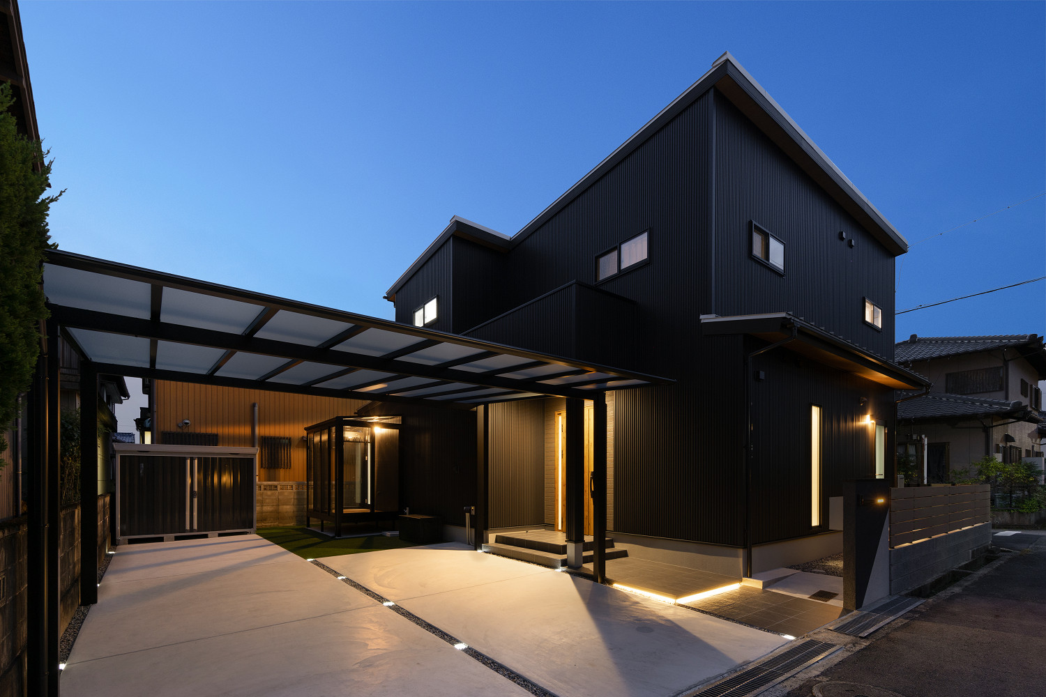 三重県,アポア,外構,外観夜