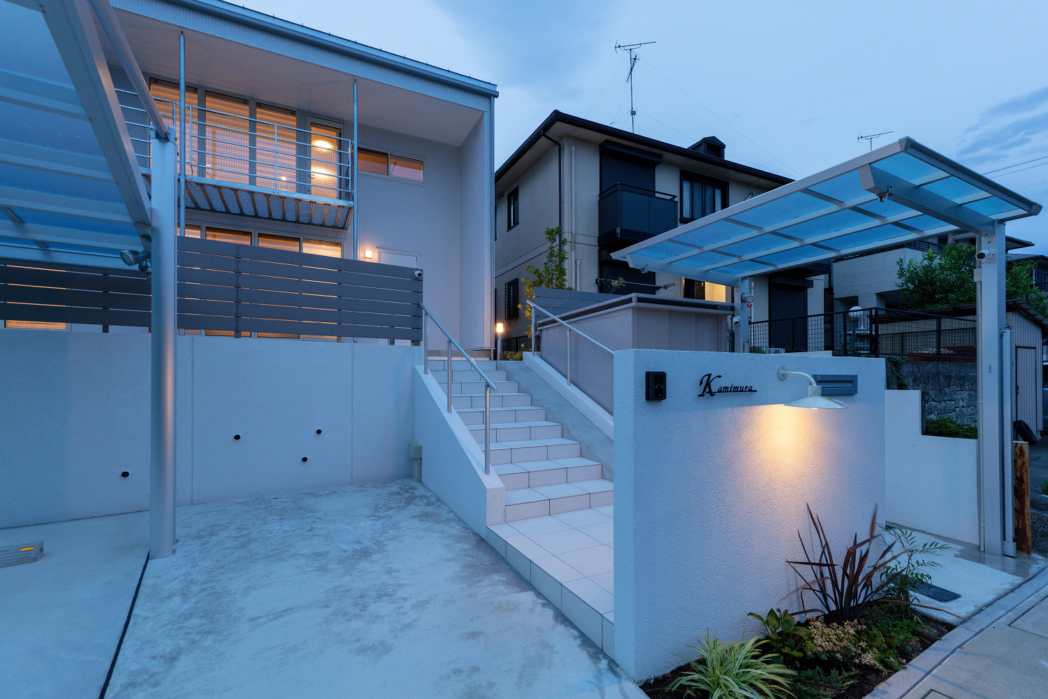 三重県,アポア,外構,外観夜