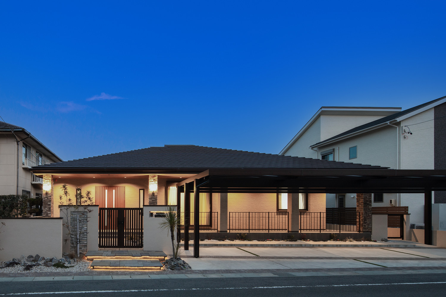 三重県,アポア,外構,外観夜