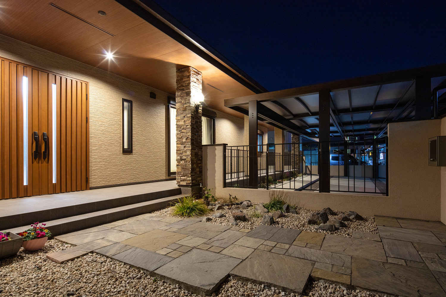 三重県,アポア,外構,夜